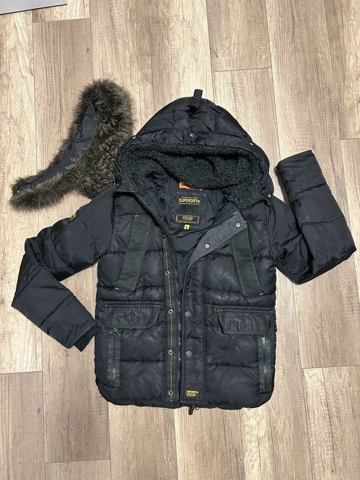 SUPERDRY kurtka zimowa chlopiec męska S czarna gruba oryginalna
