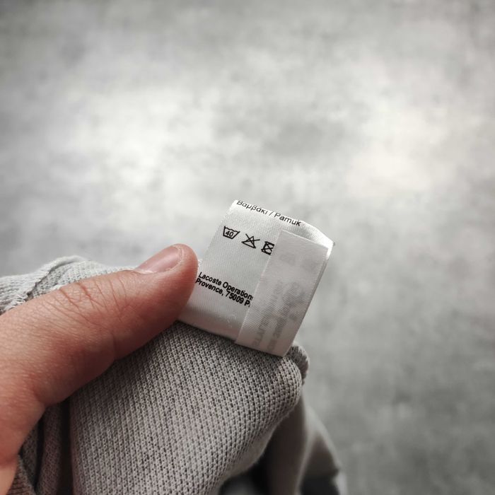 MĘSKA Koszulka Bawełna Elegancka PREMIUM Kieszonka Szara Lacoste Haft