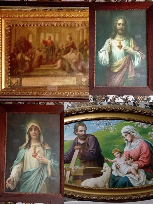 Obrazy sakralne prawdopodobnie oleodruki. Ramy