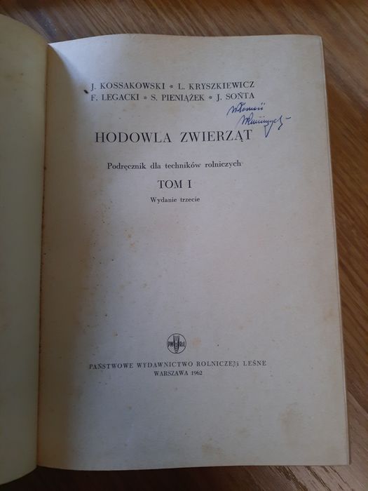 Hodowla zwierząt tom 1 rok 1962
