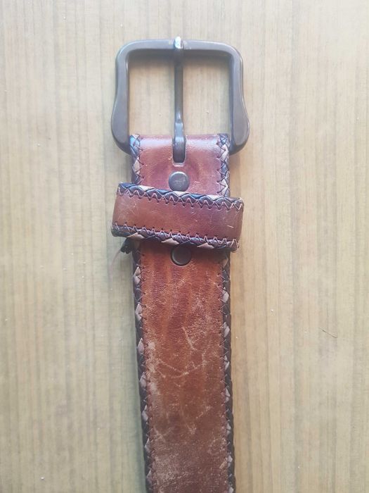 Pasek solidna skóra naturalna brązowy -96 cm