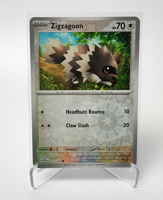 Zigzagoon 167/197 reverse holo karta pokemon Obsidan Flames