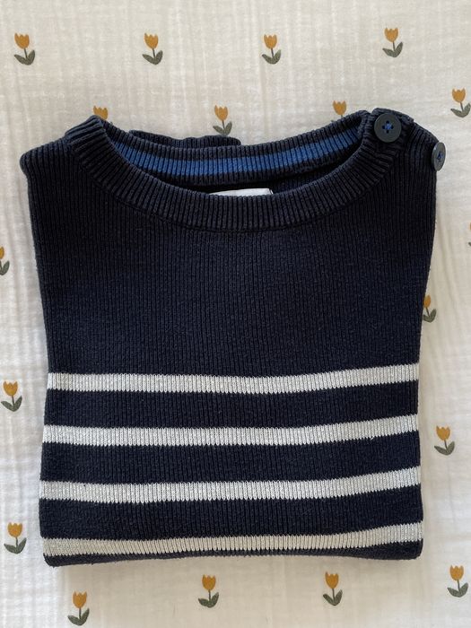 Camisola de malha às riscas navy (8 anos)