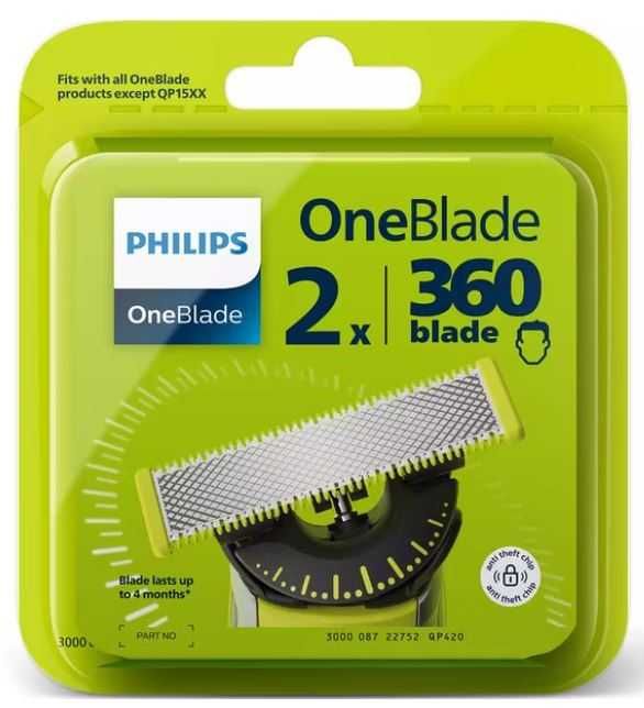 Змінне лезо Philips OneBlade QP220 Лезвия Лезо Картридж Бритва 360 градусів антифрикційні