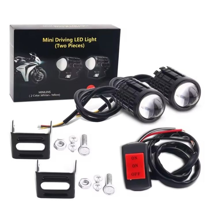 LED фари для мотоцикла та автомобіля, білий/жовтий