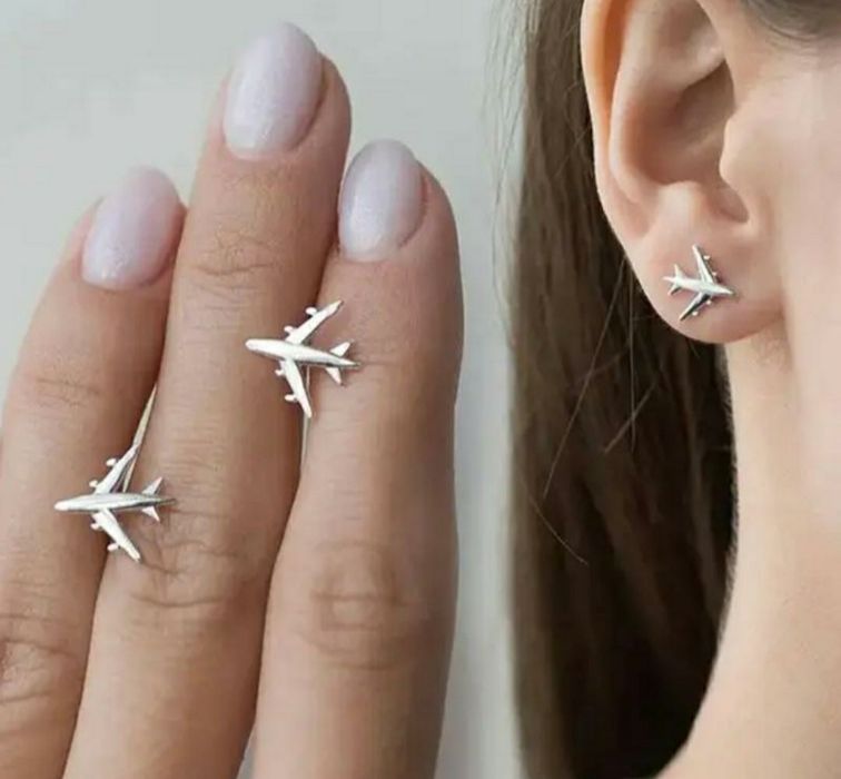 Сережки гвоздики/пусети Літачки "Українська Мрія", срібло