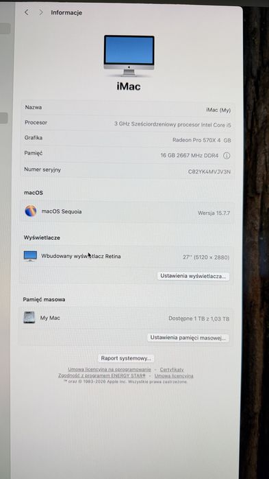 IMac 27 2019 i5 6-rdzeniowy