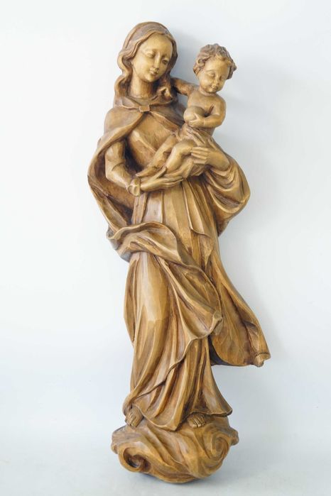 Matka Boska Z Dzieciątkiem figura drewniana Maryja 55 cm