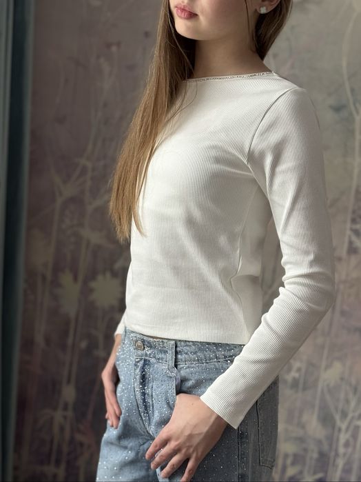 Лонгслів ZARA з камінчиками кофтинка лонгслив 6 7 8 9 10 11 12 13 р