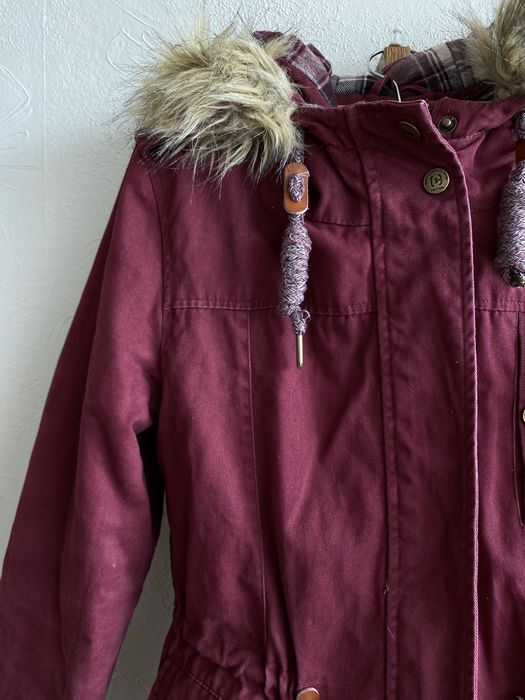 Cropp XS parka kurtka bordowa z kapturem