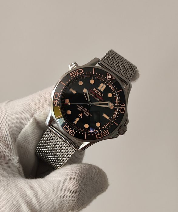 Seiko MOD Diver 300M Zegarek Męski 007 James Bond NOWY Custom Personalizowany Stalowy Brązowy Srebrny Zegarek Bransoleta