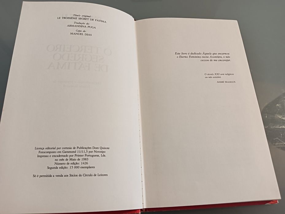 O Terceiro Segredo de Fátima de	de Daniel Reju 1982	Como novo!