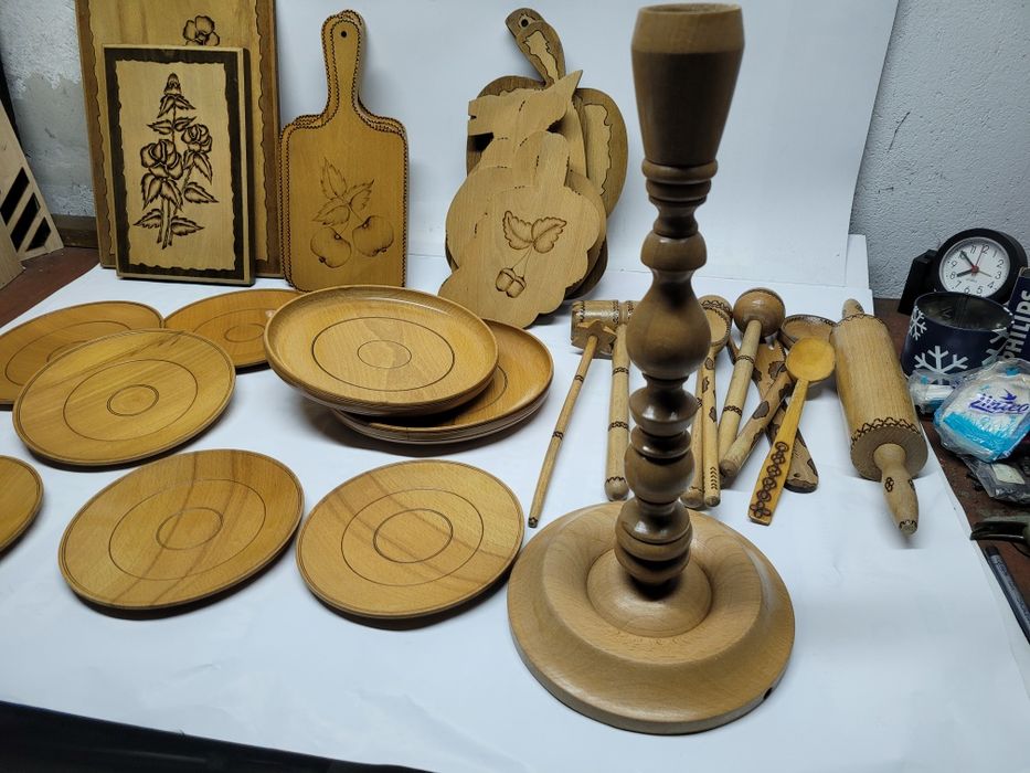 Dekoracje ludowe narzędzia drewniane kuchenne