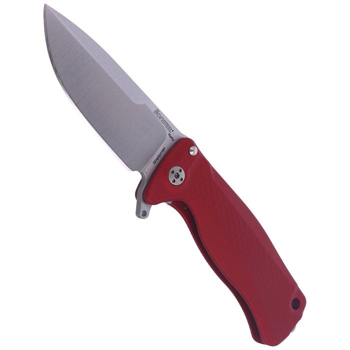 Nóż składany LionSteel SR22A Red Aluminum, Satin Sleipner by Molletta