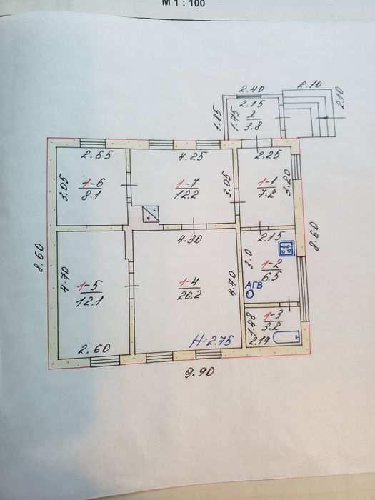 Будинок на 4 кімнати з білої цегли
