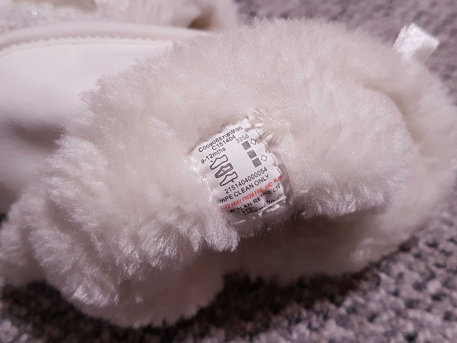Buty niemowlęce MATALAN zimowe białe niechodki swiateczne 9-12 mies
