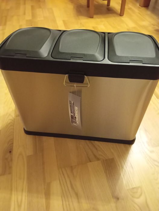 SONGMICS Kosz na śmieci 45 l trzykomorowy do segregacji