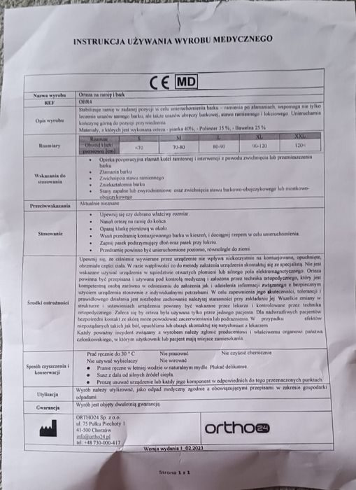 Orteza stawu ramiennego