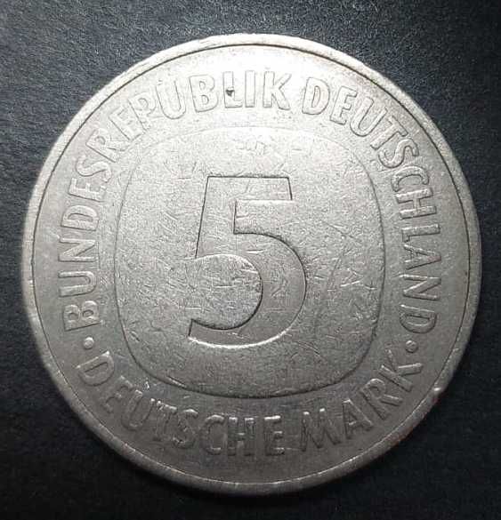 Alemanha 5 Deutsche Mark 1975J