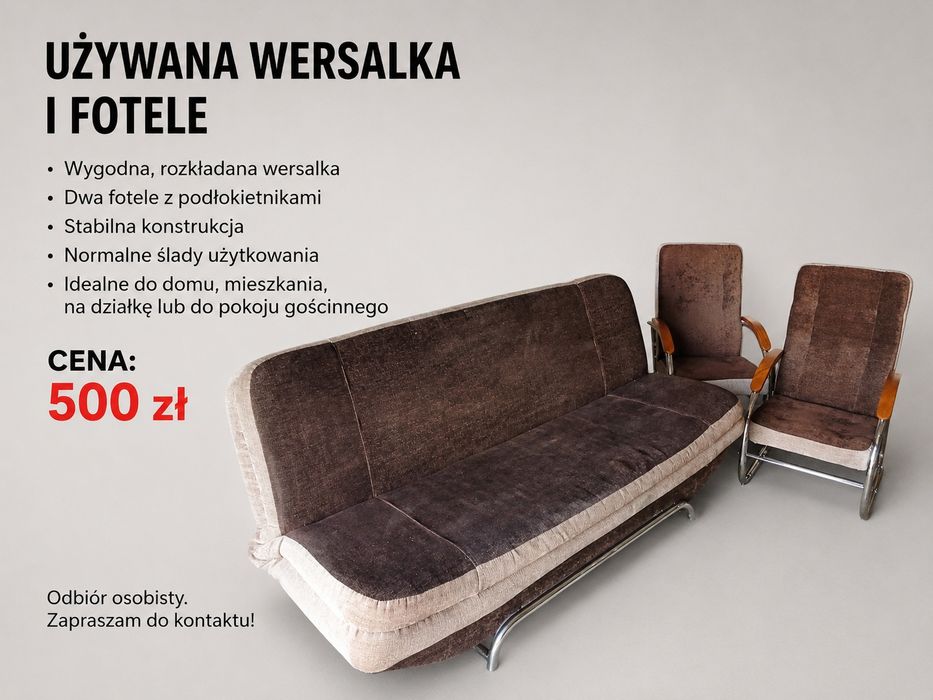 Komplet wypoczynkowy wersalka +2fotele