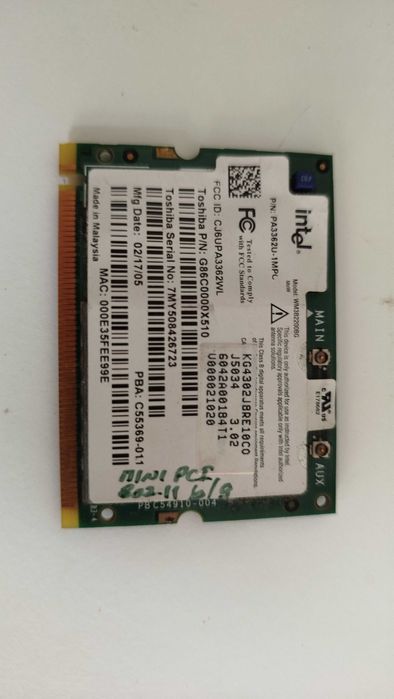 Placas Rede WiFi Mini-PCI para PC Portátil64553265038211123