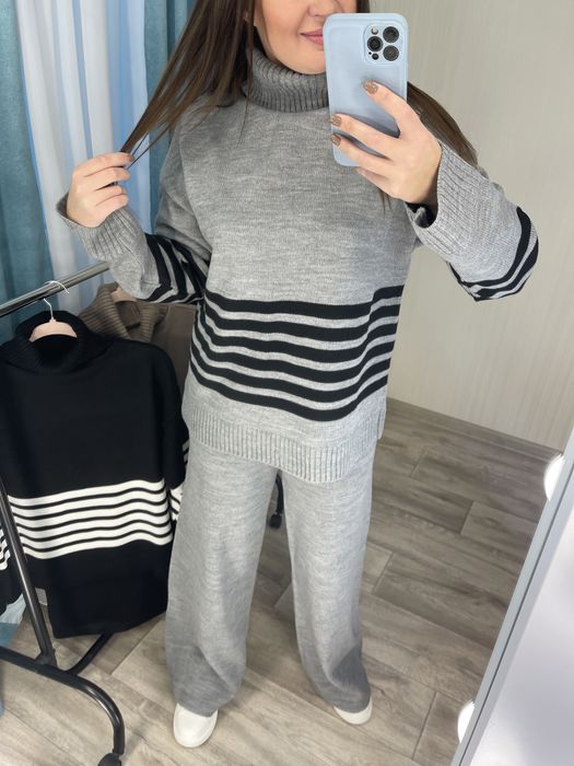 Скидка!!! Женский вязаный костюм бардо 42-48 Жіночий теплий костюм