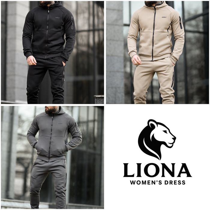 чоловічий спортивний костюм чорний/комплект кофта штани чорні