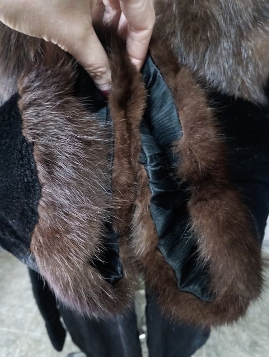 Mink. Дл 100см. Норковая шуба с соболем. Натуральная шуба