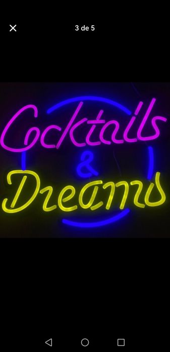 Neon cocktails dreams letreiro luminoso
