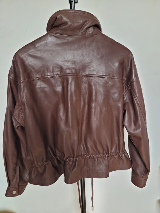 Skórzana kurtka zara stradivarius skóra naturalna xs brązowa