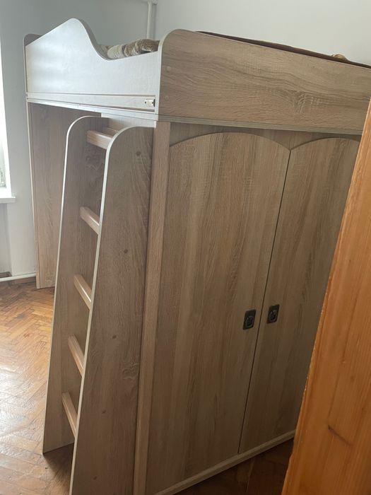 Ліжко 2 поверхове зі шкафом( матрас ортопедичний в подарунок)