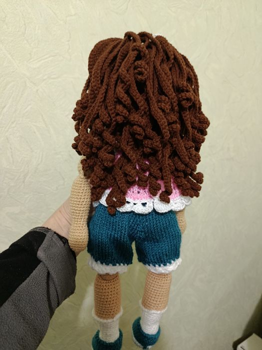 Подарок. Вязаная куколка Обнимашка. 39см. В'язана лялька