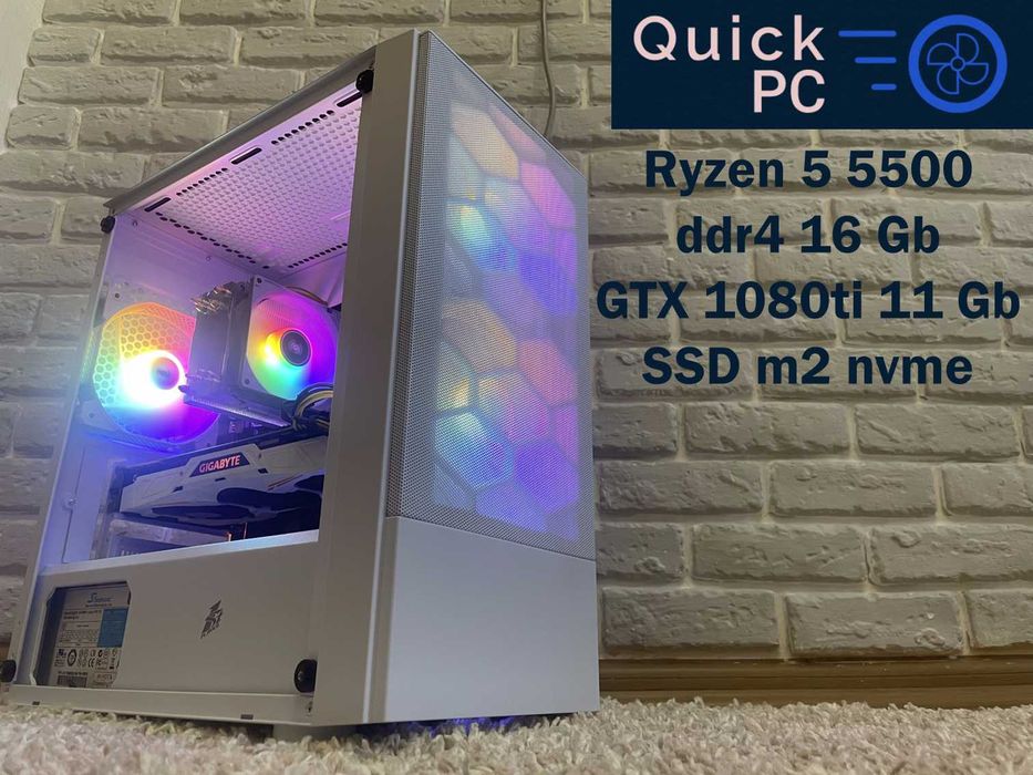 Гарантія! Ryzen 5 5500, GTX 1080 Ti, 16 gb Ігровий ПК игровой компьютер
