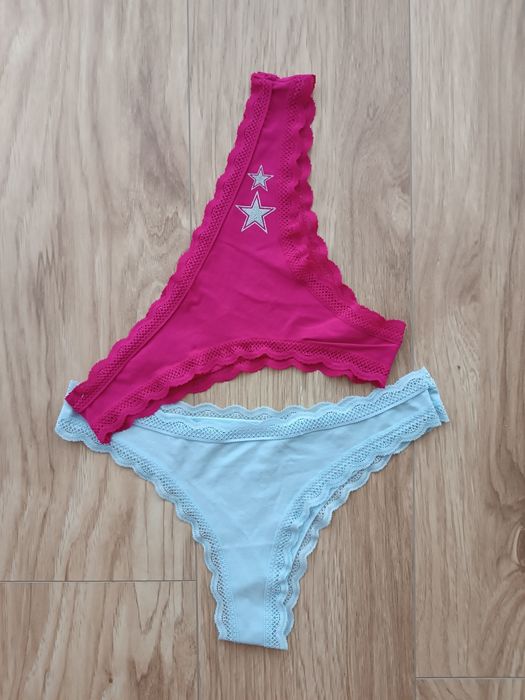 Zestaw dwóch par majtek błękitne i różowe M 38