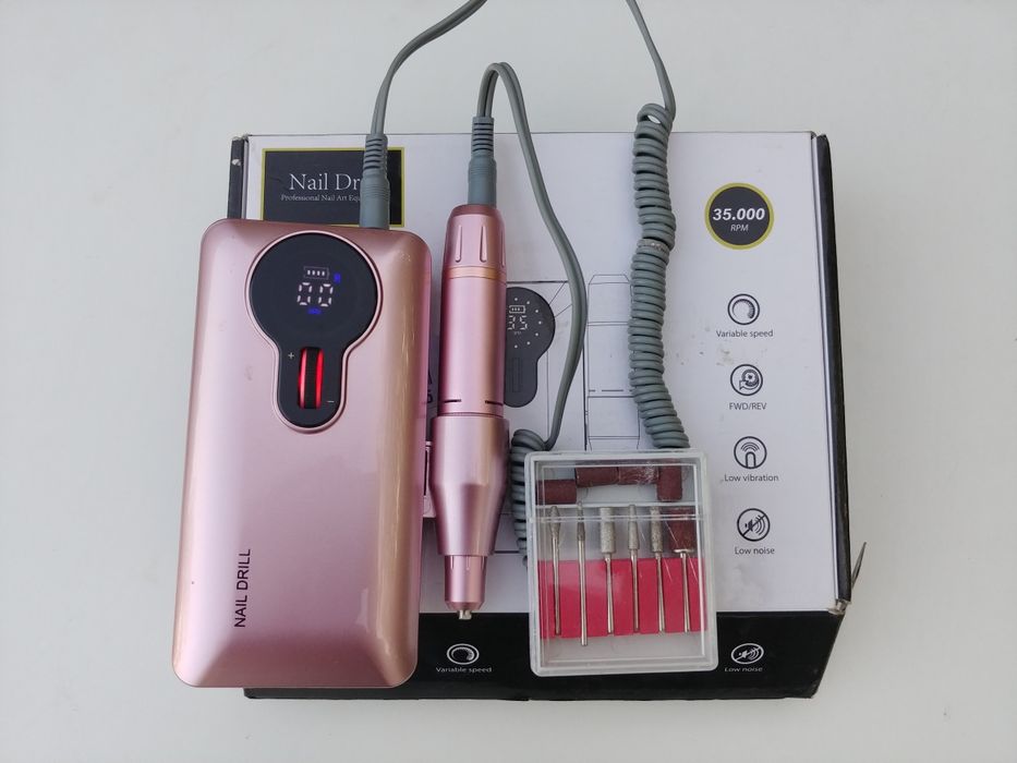 Акумуляторний фрезер для нігтів 2600мА рожевого кольору