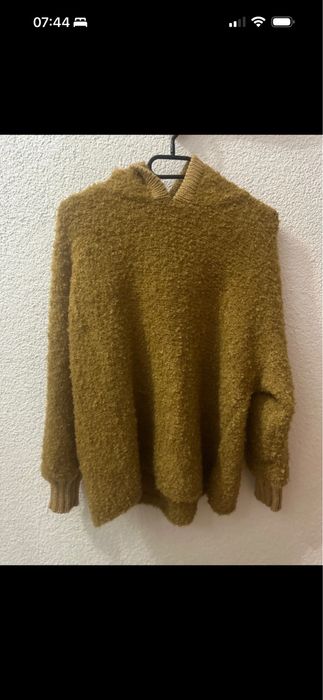 bluza sweter z kapturem musztardowy minouu musztardowa