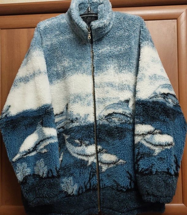 Винтажная флисовая куртка/кофта Black Mountain с дельфинами