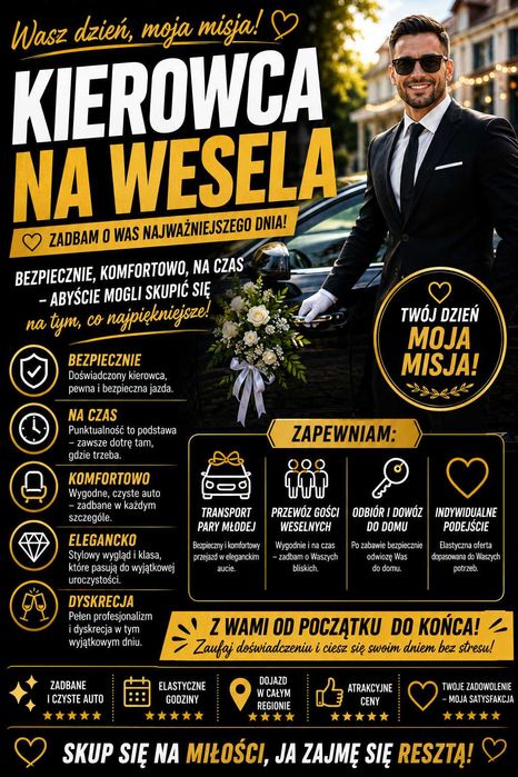 Wesele / ślub KIEROWCA NA WESELE | Bezpieczny odwóz gości | Para Młoda | Auto zastępcze