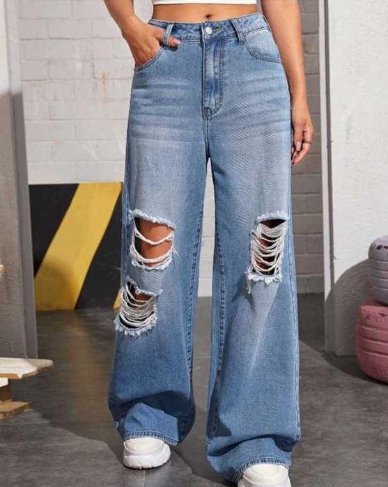 Джинси Shein XS, рвані, потертості, vintage, y2k, streetwear, denim, ripped, distressed, oversize, regular, skater fit, unisex, casual, trendy
