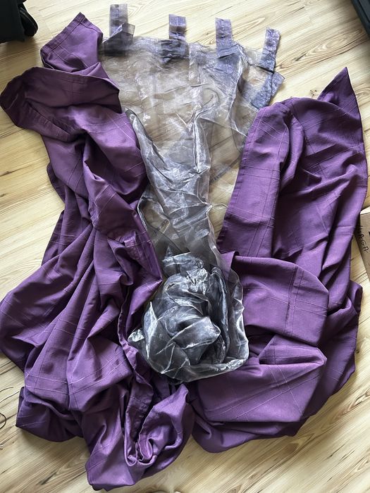 Firanka zasłonka zasłony tiul błyszczące na okno fiolet lila