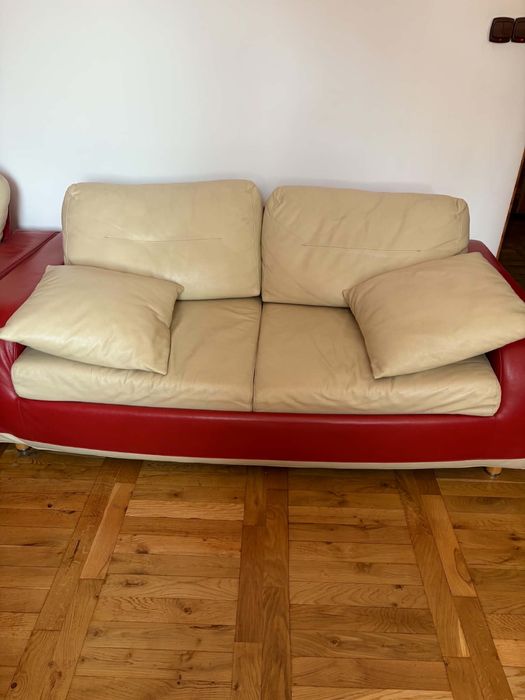 Skórzane meble kanapa i fotel