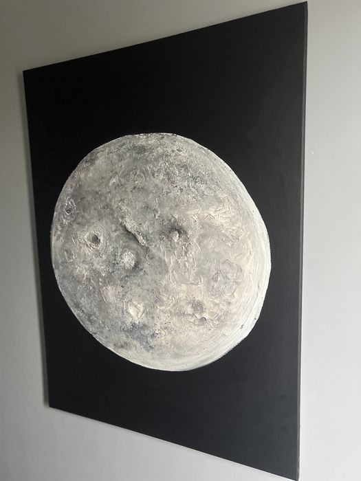 Obraz Ksieżyc unikalny obraz hand made z efektem posrebrzania