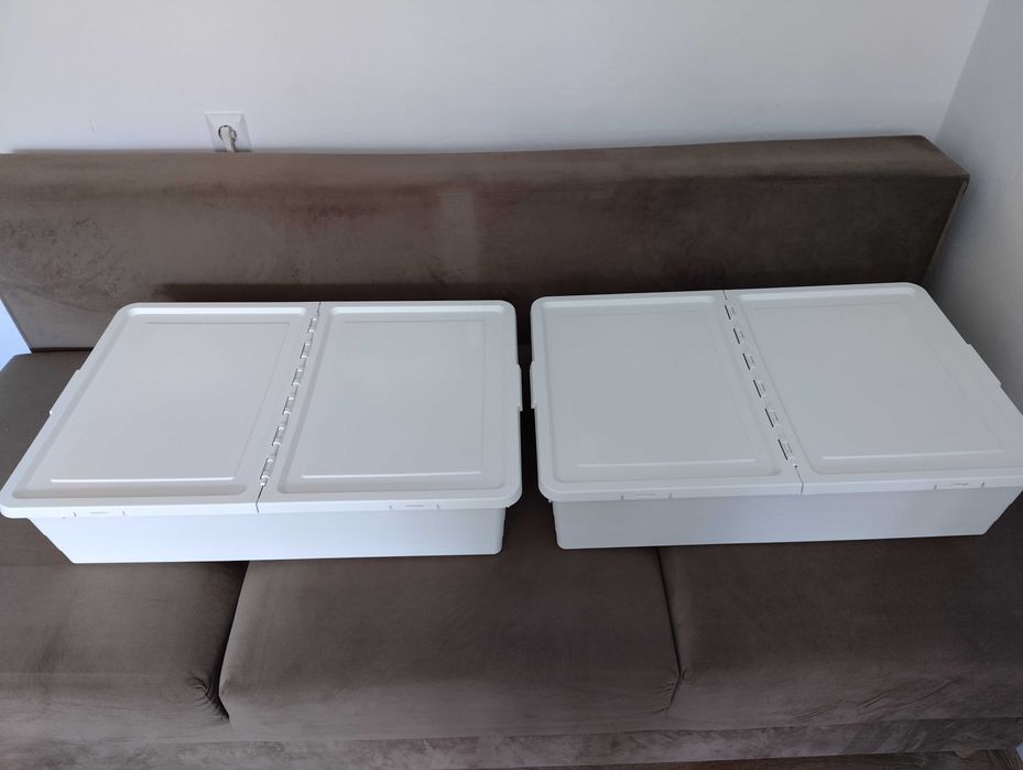Ikea Sockerbit 2 Białe Pojemniki z Pokrywą 50x77x19