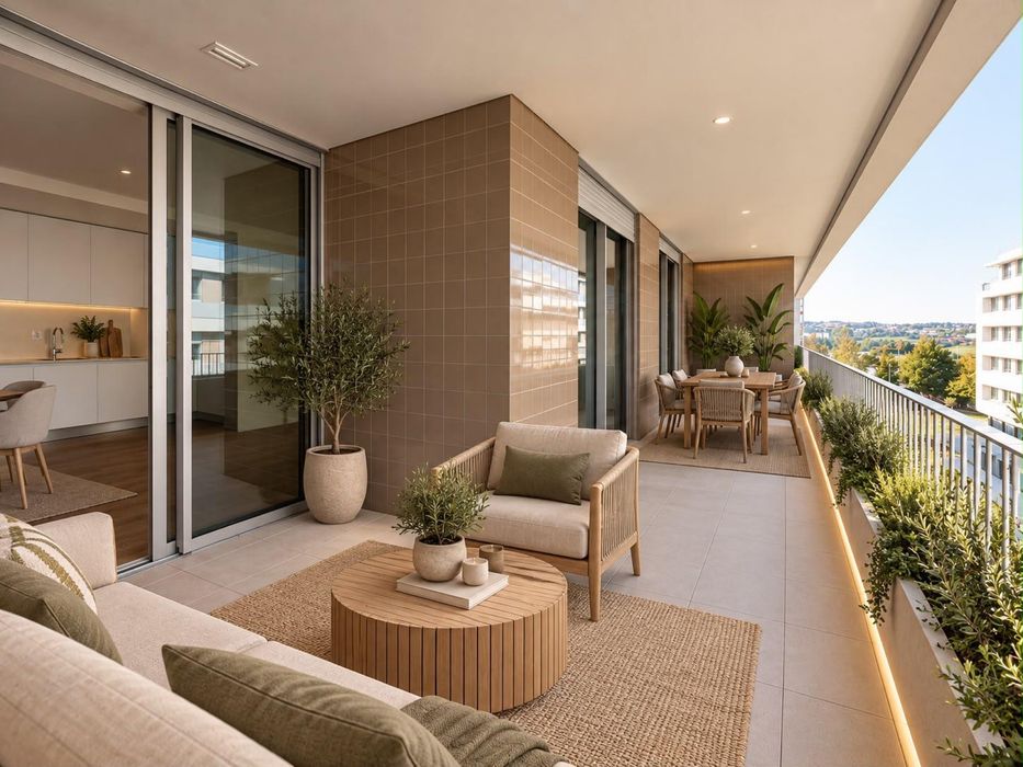 T1 novo com varanda, piscina e garagem | Maia, Porto