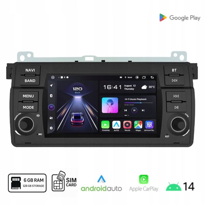 Radio Android BMW E46 / bezprzewodowy Carplay i Android Auto 6+128 GB