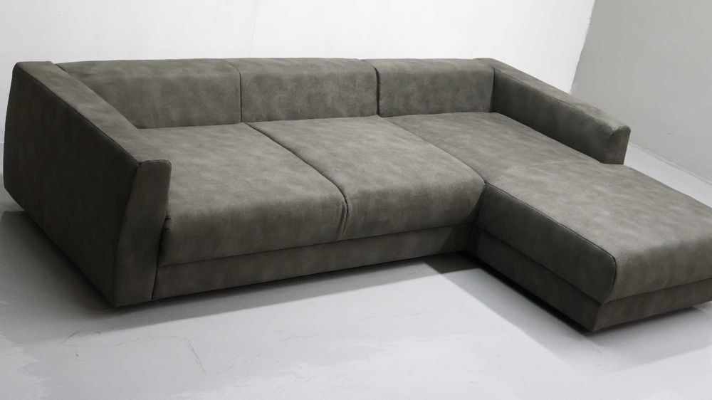 TDO NOWY NOWOCZESNY NAROŻNIK kanapa tkanina popiel z zielenią sofa