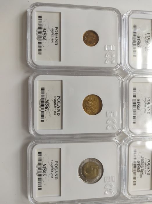 Lot monet w graidingu GCN 7szt