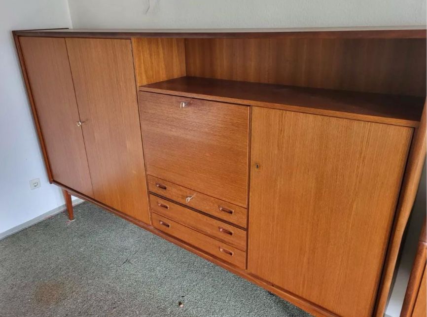 Bartels Werken highboard. Barek. Komoda. Drewno tekowe. Mid century