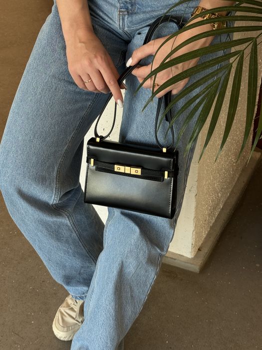 Сумка YSL Yves Saint Laurent Manhattan Mini шкіра | кремова та чорна