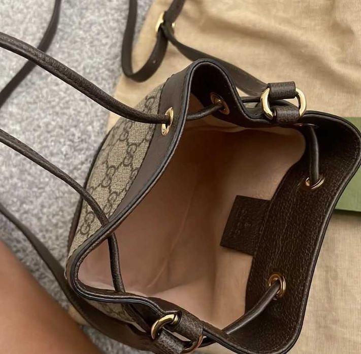 Gucci Ophidia Bucket Bag GG Supreme Mini BeigeEbony